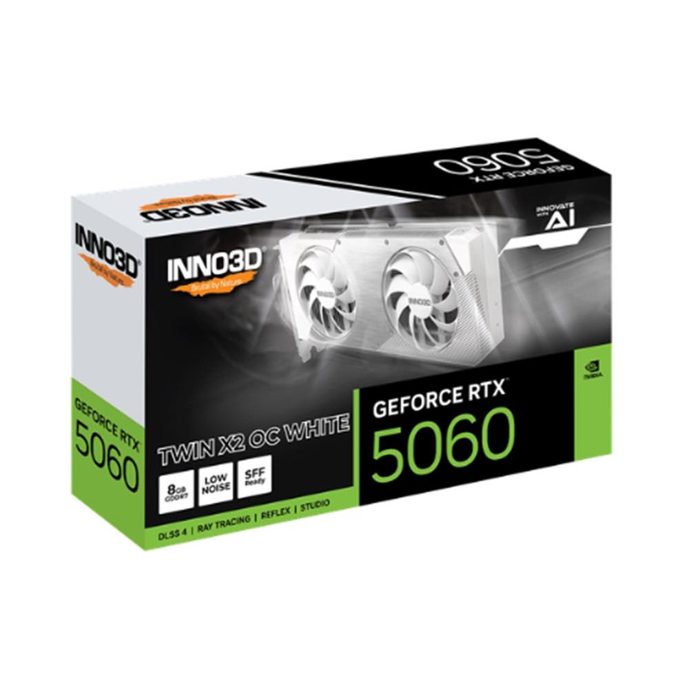 Tarjeta grafica inno3d rtx 5060 twin x2 oc white 8gb gddr7 - 3x dp - 1x hdmi pci express 5.0