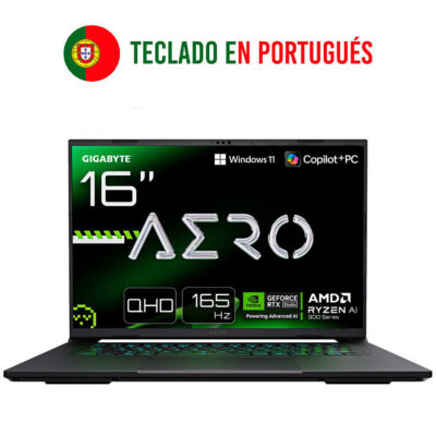 Portatil gigabyte aero x16 2wha3ptc65ah r9 – 370hx – 32gb – ssd 1tb – rtx 5070 8gb – 16 pulgadas – w11h portugues