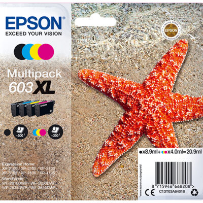Multipack cartucho tinta epson 603xl c13t03a64020 negro – cian – amarillo – magenta – estrella de mar