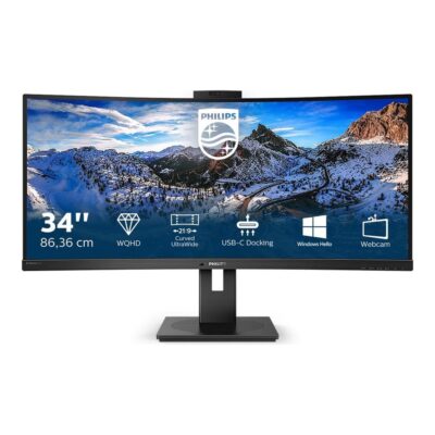 Monitor led 34 pulgadas philips p line 346p1crh – 00 curvo – va – dp – hdmi – 100hz – 4ms – vesa 100×100 – webcam