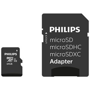 Tarjeta memoria micro sdxc philips 64gb clase 10 + adaptador sd