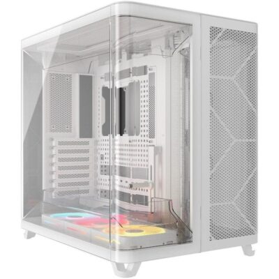 Caja ordenador gaming corsair air 5400 lx – r rgb icue atx cristal templado blanca