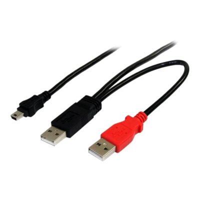 Cable mini usb tipo b a 2x usb tipo a startech 1.8m – macho – macho – negro