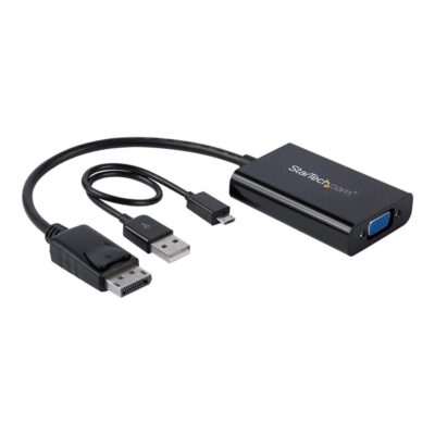 Adaptador displayport a vga startech 0.184m – macho – hembra – negro + cable micro usb tipo b a usb tipo a