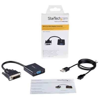 Adaptador dvi – d a vga startech macho – hembra – negro + cable micro usb tipo b a usb tipo a