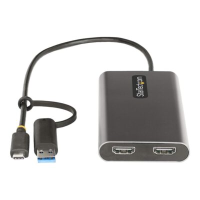 Adaptador usb tipo c – usb tipo a a 2x hdmi startech 0.3m – macho – hembra – gris