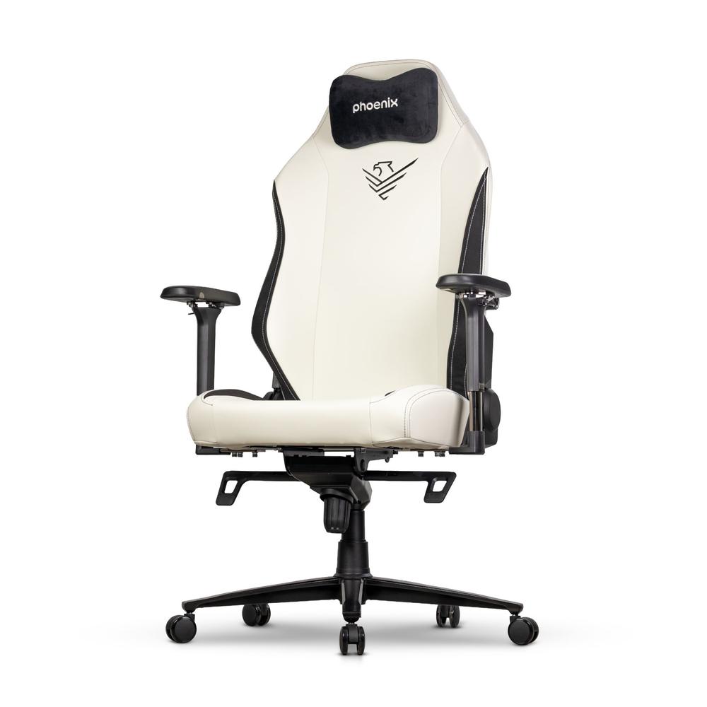 Silla gaming phoenix monarch remaster cuero napa negra y blanca talla r
