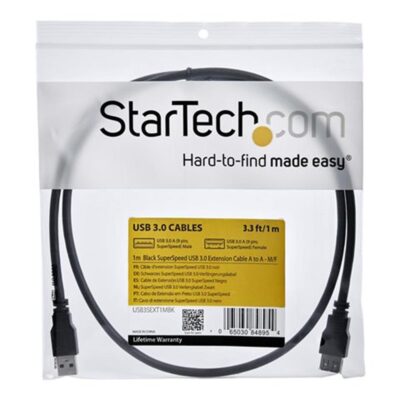 Cable usb 3.0 startech 1m – macho – hembra – negro