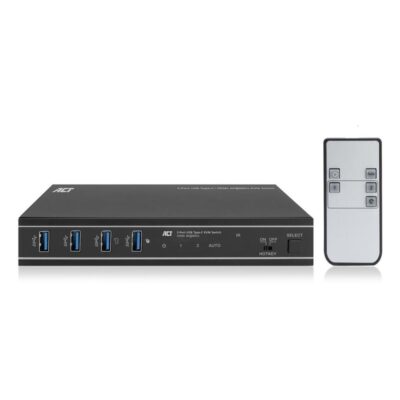 Conmutador kvm act connectivity 2 puertos usb – c – hdmi – 4k – 2pc