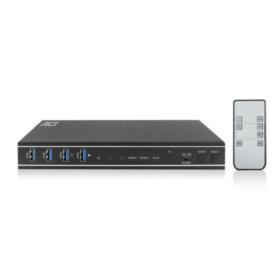Conmutador kvm act connectivity 2 puertos usb 3.2 – hdmi – dual 4k – 2pc