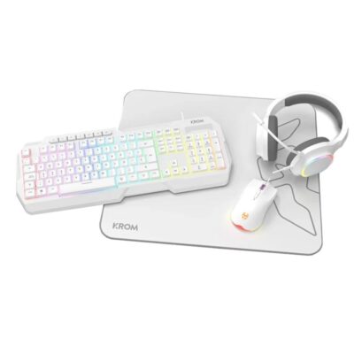 Kit gaming krom kenta pc 4 en 1 rgb blanco