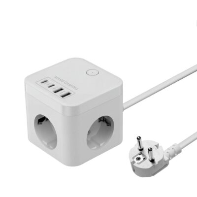 Cargador de pared mars gaming md – cube35w 35w 3x schuko 2x usb tipo c 2x usb tipo a blanco