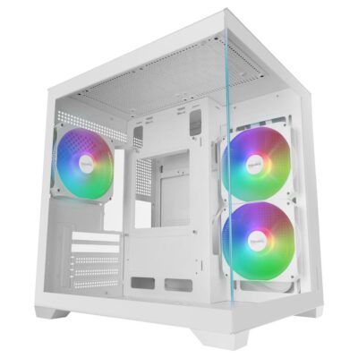 Caja ordenador mars gaming mc – view3w matx argb cristal templado blanca
