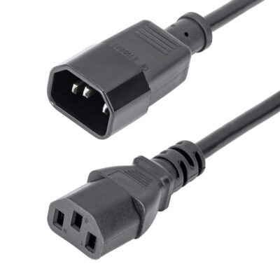 Cable iec c14 a iec c13 startech 1m – macho – hembra – negro