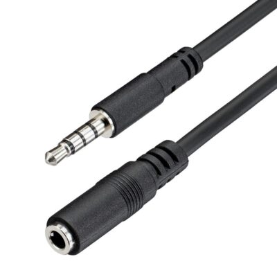 Cable mini jack 3.5mm startech 1m – macho – hembra – negro