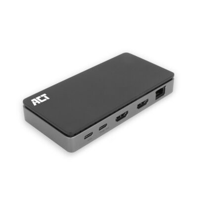 Docking station act connectivity usb – c 4k mst 2 monitores hdmi – ethernet – usb – c – 3x usb – a – pd pass – through cable 1m