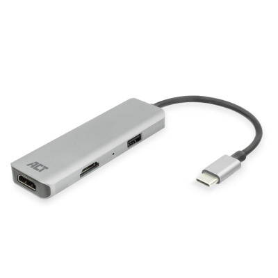 Adaptador act connectivity usb – c a 2 hdmi 4k – usb a