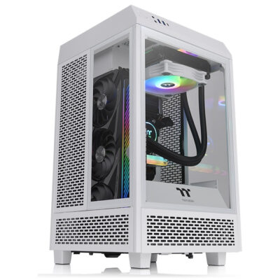 Torre m – itx thermaltake tower snow 100 – 2xven120x120 – cristal templado – blanco