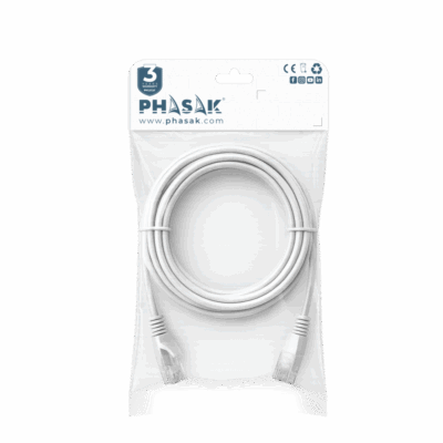 Cable red phasak latiguillo rj45 utp cat6 0.25m gris 25cm phk 1652