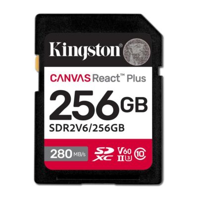 Tarjeta memoria sdxc 256gb kingston canvas react plus uhs – ii clase 10
