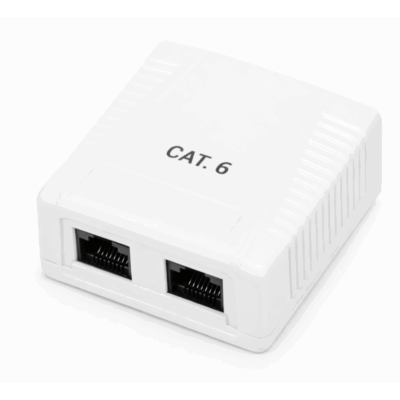 Roseta de superficie phasak cat 6 utp caja 2 puertos hembra rj45