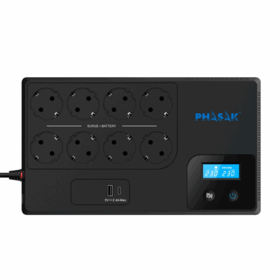 Sai ups phasak 1050va smart home 1kva interactivo avr pantalla lcd carga frontal usb a+c ph 9479