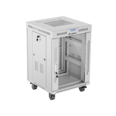 Armario lanberg rack 19 pulgadas 15u – 600×600 flat pack gris puerta de cristal con lcd