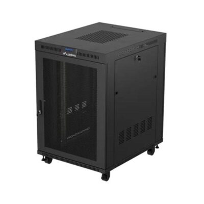 Armario lanberg rack 19 pulgadas 22u – 800×1000 flat pack puerta perforada con lcd negro