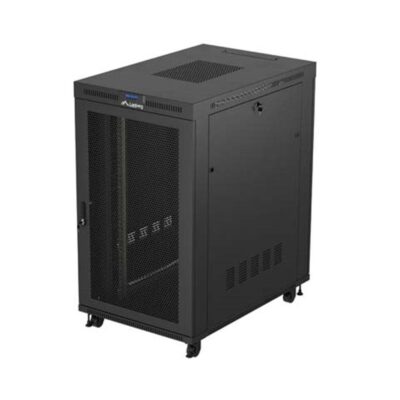 Armario lanberg rack 19 pulgadas 27u – 800×1200 puerta mesh con lcd flat pack negro