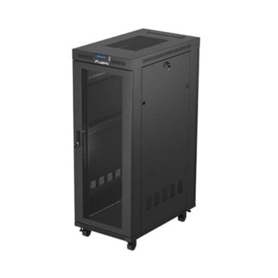 Armario lanberg rack 19 pulgadas 32u – 600×1000 flat pack puerta perforada display lcd bk
