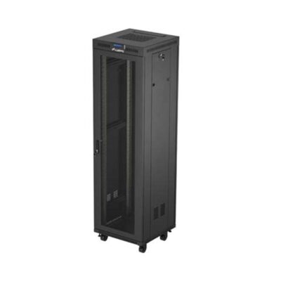 Armario lanberg rack 19 pulgadas 42u – 600×600 flat pack v2 puerta mesh con lcd negro